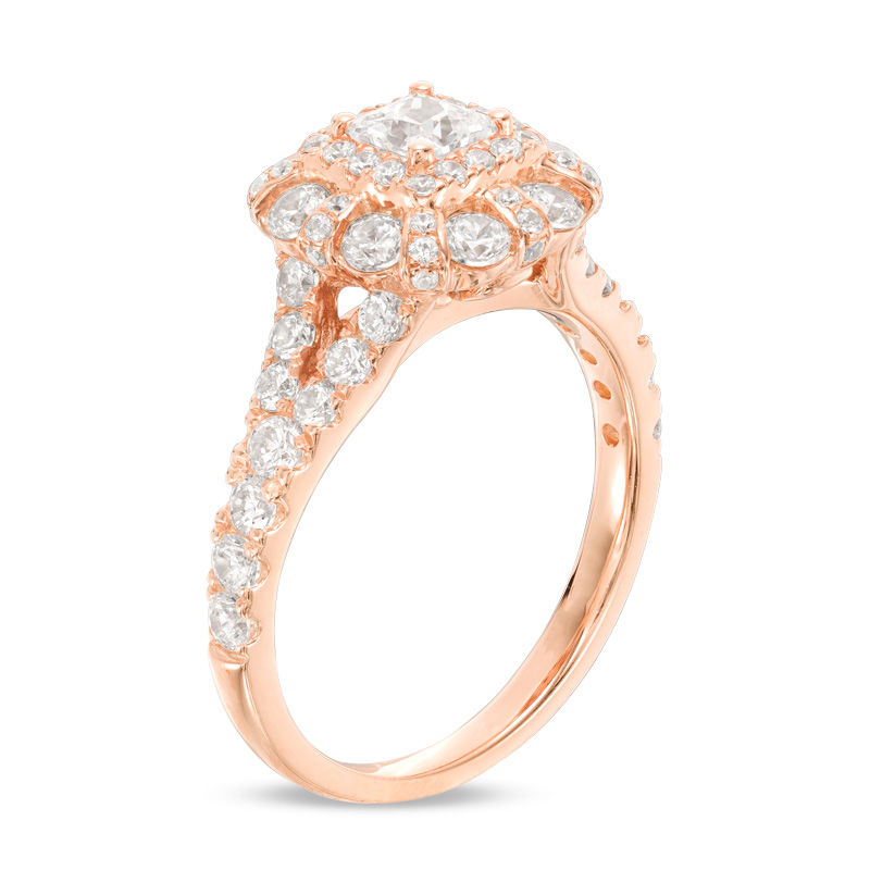 Main Image 2 of 1-1/2 CT. T.W. Princess-Cut Diamond Double-Frame Engagement Ring in 14K Rose Gold