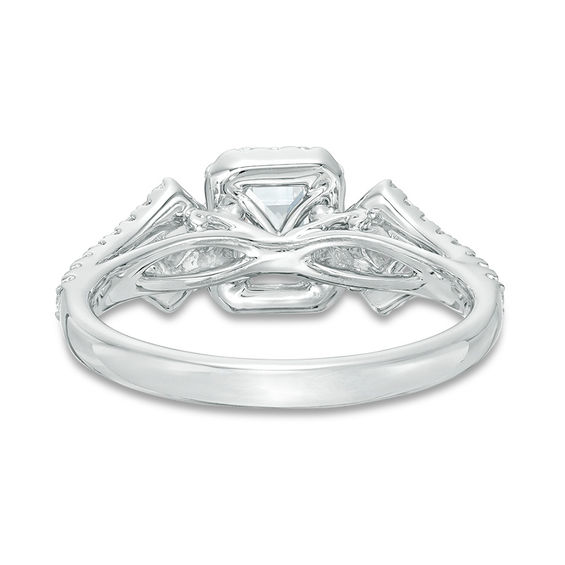 1-1/8 CT. T.w. Certified Emerald-Cut Diamond Past Present FutureÂ® Frame Engagement Ring in 14K White Gold (I/I1)