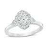 Thumbnail Image 1 of 3/8 CT. T.W. Composite Diamond Scallop Marquise Frame Engagement Ring in 14K White Gold