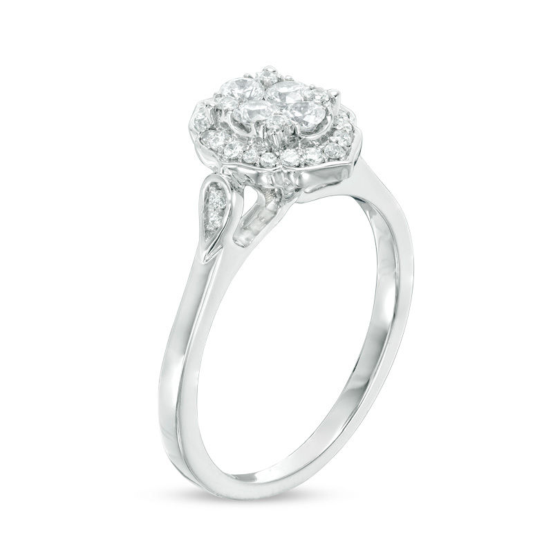Main Image 2 of 3/8 CT. T.W. Composite Diamond Scallop Marquise Frame Engagement Ring in 14K White Gold