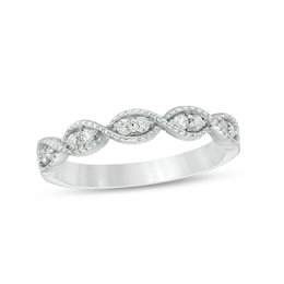1/6 CT. T.W. Diamond Twist Vintage-Style Stackable Band in 10K White Gold