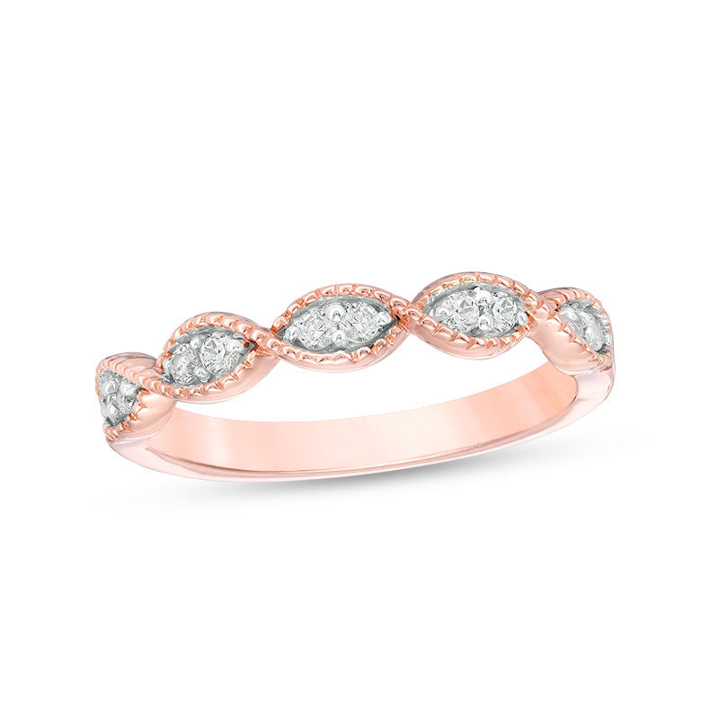 1/6 CT. T.W. Diamond Twist Vintage-Style Stackable Band in 10K Rose Gold