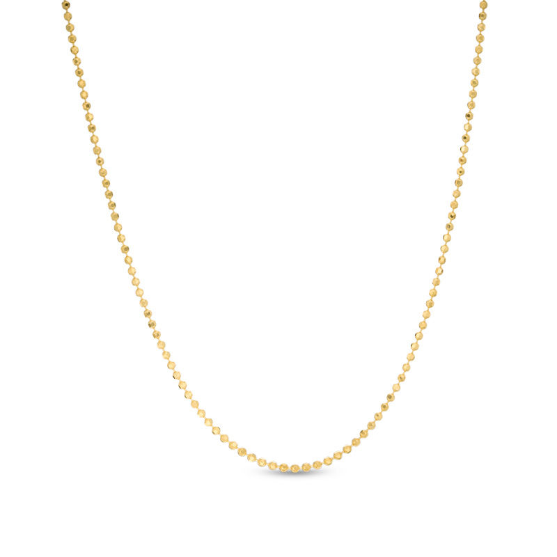 Main Image 1 of Ladies' 1.2mm Diamond-Cut Bead Chain Necklace in 14K Gold - 18"