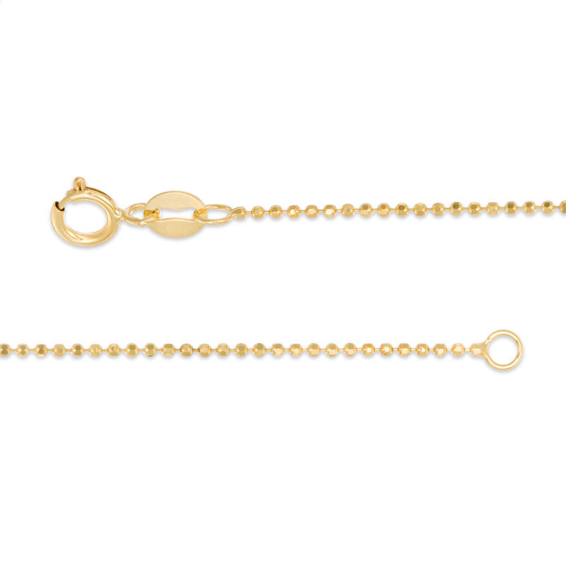 Main Image 2 of Ladies' 1.2mm Diamond-Cut Bead Chain Necklace in 14K Gold - 18"
