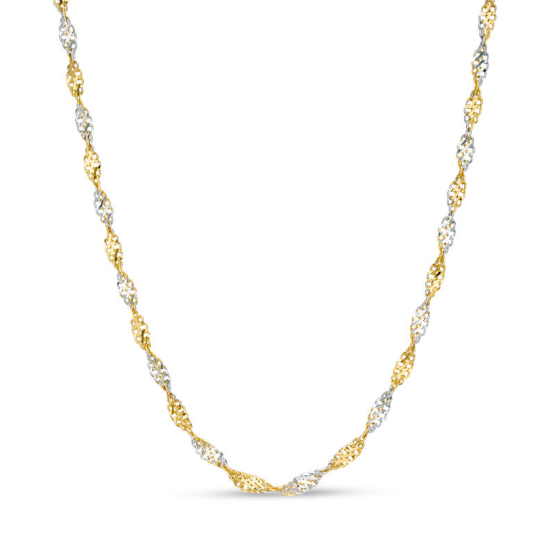 Ladies' 2.0mm Singapore Chain Necklace in 14K Two-Tone Gold - 18"