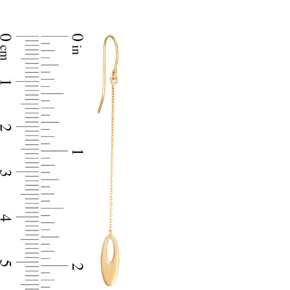 Open Oval Linear Drop Earrings in 14K Gold