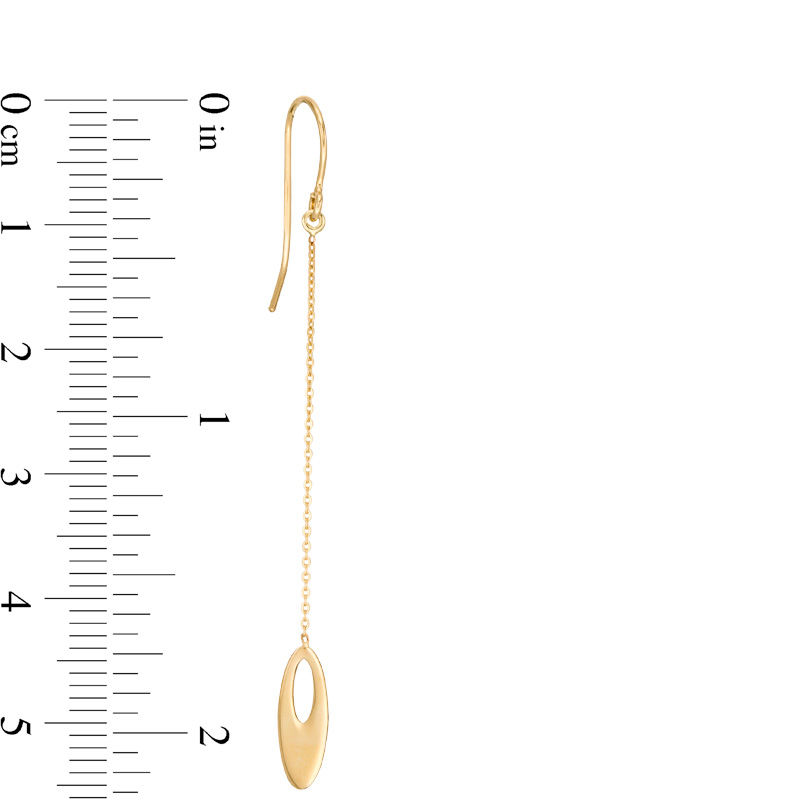 Open Oval Linear Drop Earrings in 14K Gold