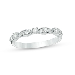 1/4 CT. T.W. Diamond Alternating Stackable Band in 10K White Gold