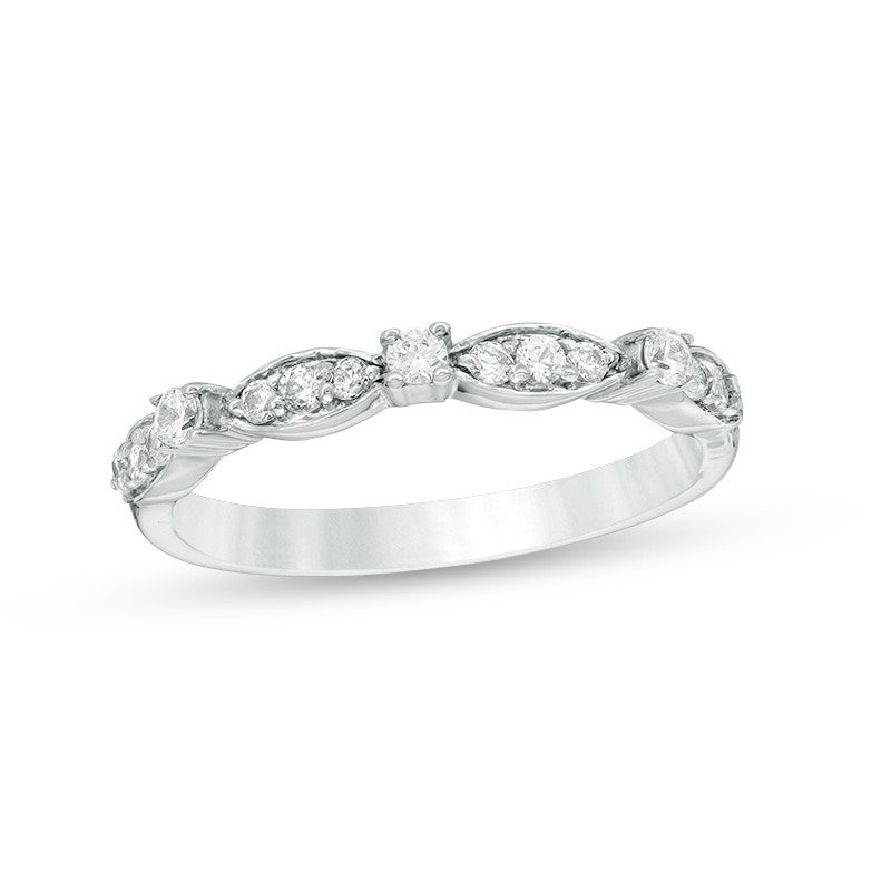 Main Image 1 of 1/4 CT. T.W. Diamond Alternating Stackable Band in 10K White Gold