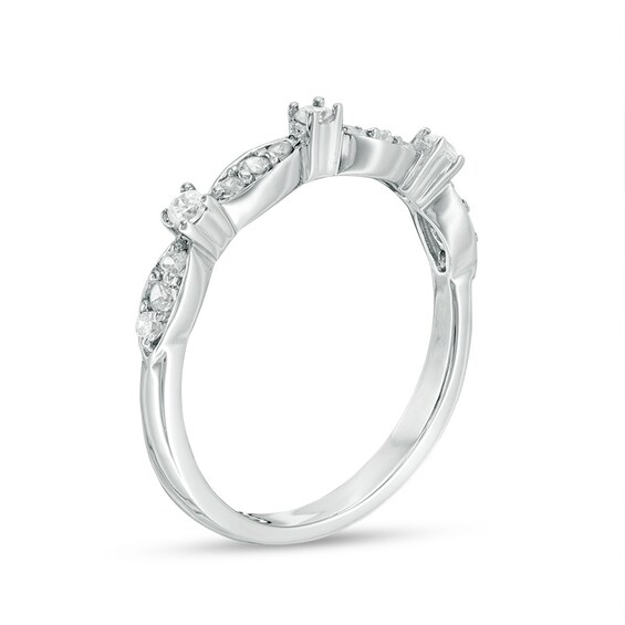 1/4 CT. T.w. Diamond Alternating Stackable Band in 10K White Gold