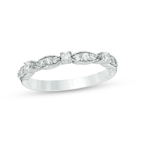 1/4 CT. T.w. Diamond Alternating Stackable Band in 10K White Gold