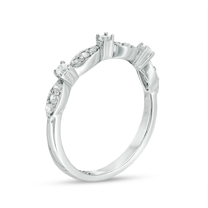 1/4 CT. T.W. Diamond Alternating Stackable Band in 10K White Gold