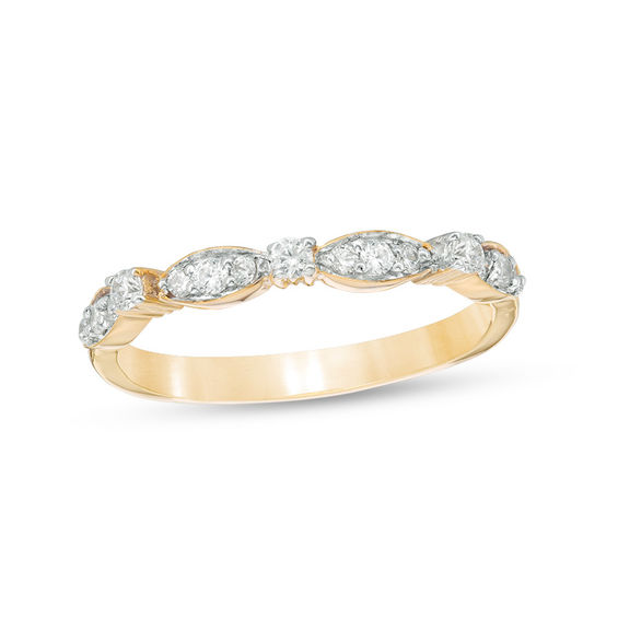 1/4 CT. T.w. Diamond Alternating Stackable Band in 10K Gold