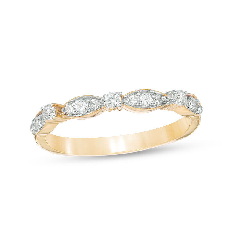 1/4 CT. T.W. Diamond Alternating Stackable Band in 10K Gold