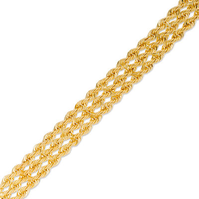 Triple Rope Chain Bracelet in 14K Gold 