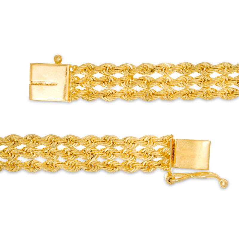 7.5mm Triple Rope Chain Bracelet in 14K Gold - 8"