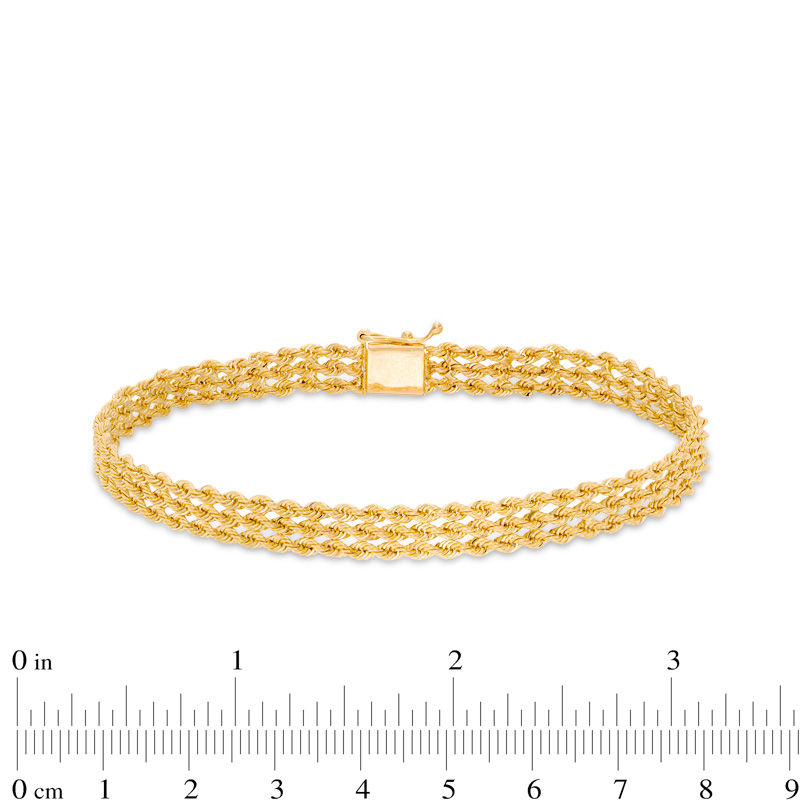 7.5mm Triple Rope Chain Bracelet in 14K Gold - 8"