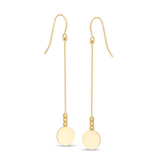 Mini Circle Linear Drop Earrings in 14K Gold