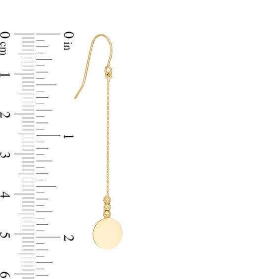 Mini Circle Linear Drop Earrings in 14K Gold