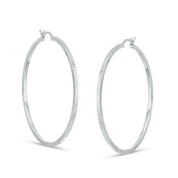 50.0mm Diamond-Cut Hoop Earrings in Sterling Silver
