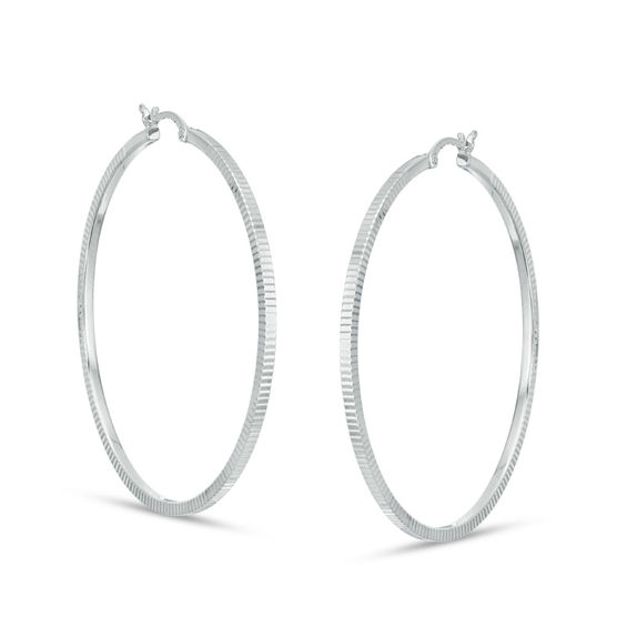 2.0 x 50.0mm Diamond-Cut Hoop Earrings in Sterling Silver | Zales