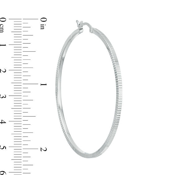50.0mm Diamond-Cut Hoop Earrings in Sterling Silver
