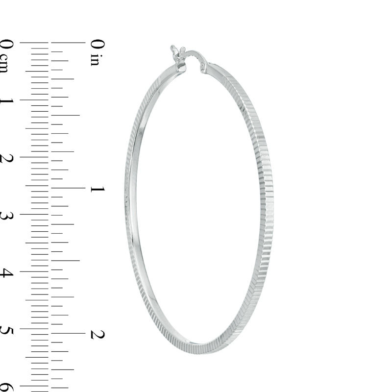 Main Image 2 of 50.0mm Diamond-Cut Hoop Earrings in Sterling Silver