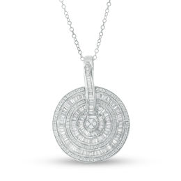1-7/8 CT. T.W. Baguette and Round Diamond Multi-Frame Wavy Pendant in 14K White Gold