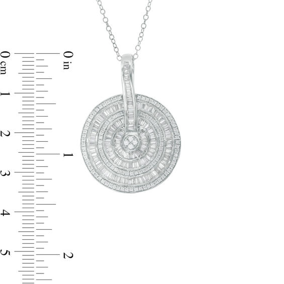 1-7/8 CT. T.w. Baguette and Round Diamond Multi-Frame Wavy Pendant in 14K White Gold