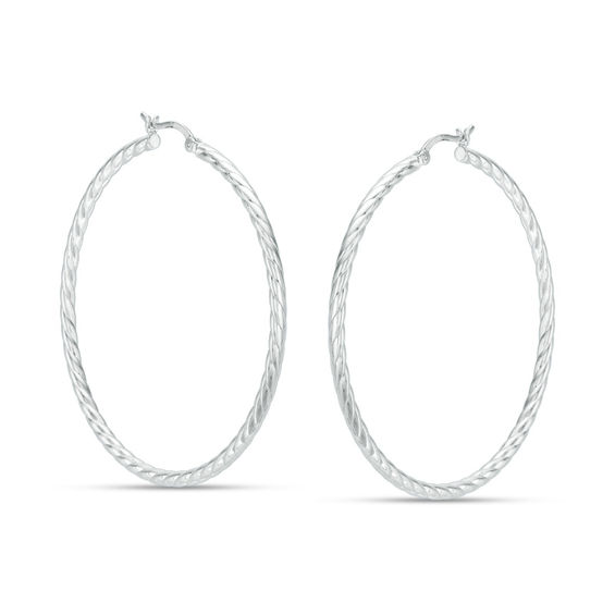 50.0mm Twist Hoop Earrings in Sterling Silver