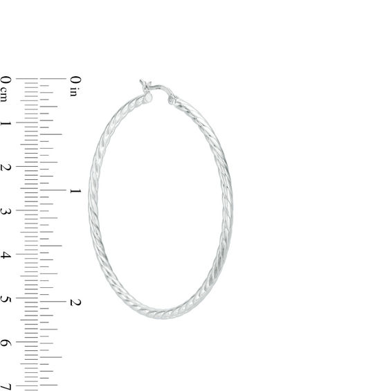50.0mm Twist Hoop Earrings in Sterling Silver