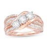 Thumbnail Image 0 of 1 CT. T.W. Diamond Past Present Future® Slant Bypass Engagement Ring in 10K Rose Gold