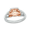 Thumbnail Image 2 of 1 CT. T.W. Diamond Past Present Future® Double Cushion Frame Engagement Ring in 14K Two-Tone Gold