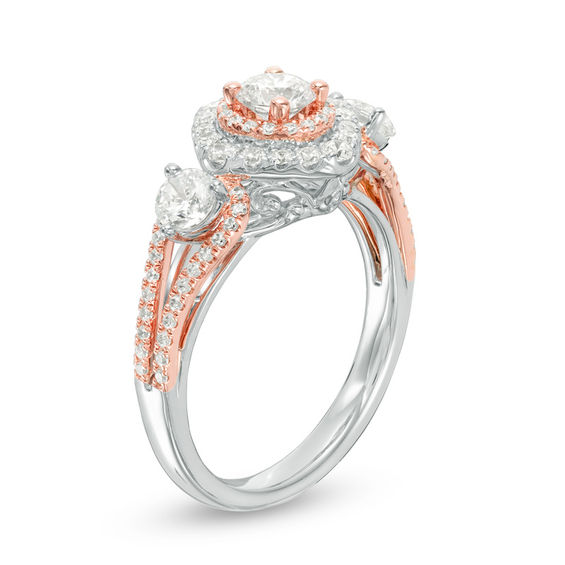 1-1/5 CT. T.w. Diamond Past Present FutureÂ® Double Frame Engagement Ring in 14K Two-Tone Gold