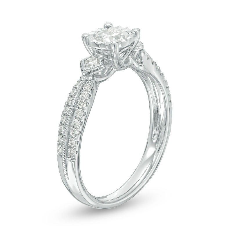 3/4 CT. T.W. Diamond Vintage-Style Engagement Ring in 14K White Gold