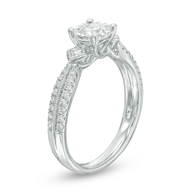 Main Image 2 of 3/4 CT. T.W. Diamond Vintage-Style Engagement Ring in 14K White Gold