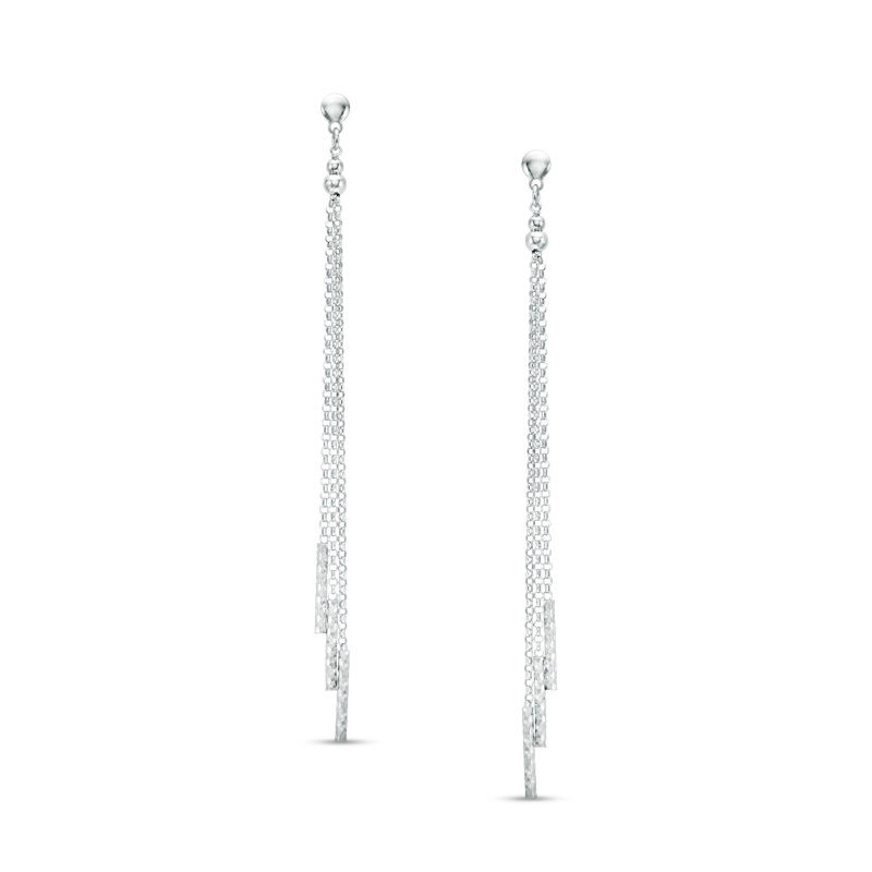 Diamond-Cut Triple Bar and Chain Drop Earrings in Sterling Silver