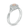 Thumbnail Image 1 of 1/4 CT. T.W. Pink and White Composite Diamond Double Frame Twist Ring in 10K Two-Tone Gold