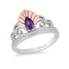 Thumbnail Image 0 of Enchanted Disney Ariel Amethyst and 1/10 CT. T.W. Diamond Tiara Ring in Sterling Silver and 10K Rose Gold