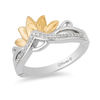 Thumbnail Image 1 of Enchanted Disney Tiana 1/10 CT. T.W. Diamond Lilly Pad Tiara Ring in Sterling Silver and 10K Gold