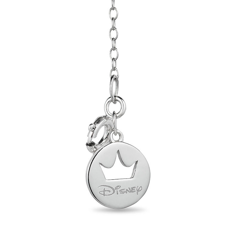 Enchanted Disney Belle Diamond Accent Rose in Glass Dome Pendant in Sterling Silver and 10K Rose Gold - 24"