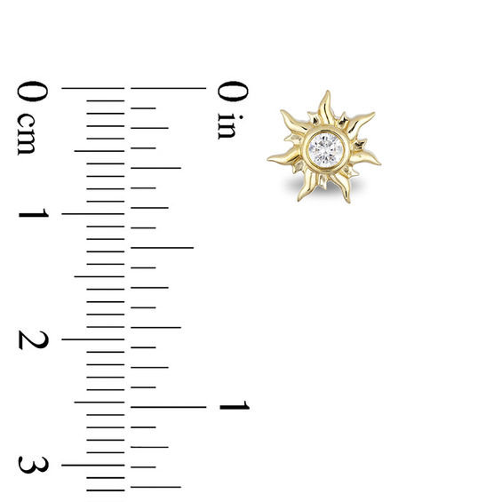 Enchanted Disney Rapunzel 1/10 CT. T.w. Diamond Solitaire Sun Stud Earrings in 10K Gold