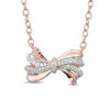 Thumbnail Image 0 of Enchanted Disney Snow White 1/10 CT. T.W. Diamond Bow Necklace in 10K Rose Gold - 19"