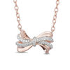 Thumbnail Image 1 of Enchanted Disney Snow White 1/10 CT. T.W. Diamond Bow Necklace in 10K Rose Gold - 19"