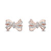 Thumbnail Image 1 of Enchanted Disney Snow White 1/10 CT. T.W. Diamond Bow Stud Earrings in 10K Rose Gold
