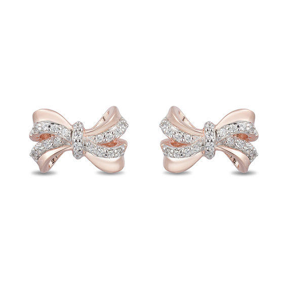 1/10 CT. T.W. Diamond Huggie Hoop Earrings in 10K Rose Gold | Zales Outlet