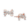 Thumbnail Image 1 of Enchanted Disney Snow White 1/10 CT. T.W. Diamond Bow Stud Earrings in 10K Rose Gold