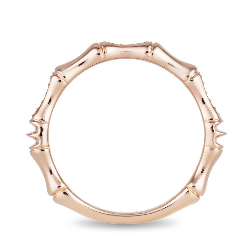 Main Image 3 of Enchanted Disney Mulan 1/20 CT. T.W. Diamond Bamboo Stackable Band in 10K Rose Gold