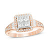 Thumbnail Image 1 of 1 CT. T.W. Quad Princess-Cut Diamond Frame Engagement Ring in 14K Two-Tone Gold