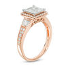 Thumbnail Image 2 of 1 CT. T.W. Quad Princess-Cut Diamond Frame Engagement Ring in 14K Two-Tone Gold